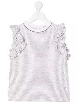 Brunello Cucinelli Kids топ с оборками, нейтральный цвет