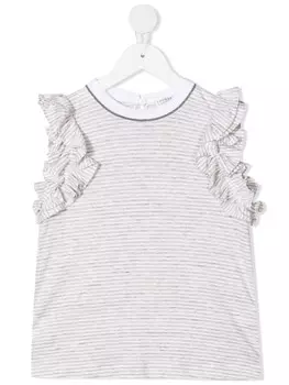 Brunello Cucinelli Kids топ с оборками, серый