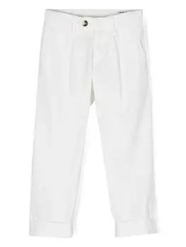 Brunello Cucinelli Kids твиловые брюки прямого кроя, белый