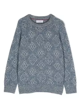 Brunello Cucinelli Kids узорчатый свитер, синий