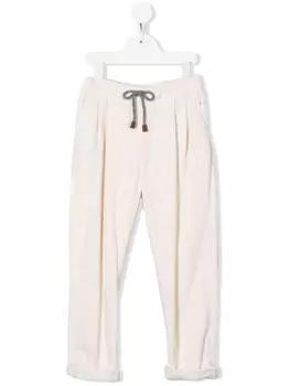 Brunello Cucinelli Kids вельветовые брюки прямого кроя, белый