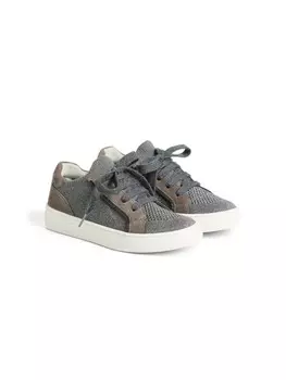 Brunello Cucinelli Kids вязаные кроссовки с монильными деталями, серый