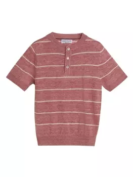 Brunello Cucinelli Kids вязаный топ в полоску, красный