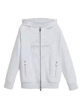 Brunello Cucinelli Kids вышитая толстовка с капюшоном на молнии, серый