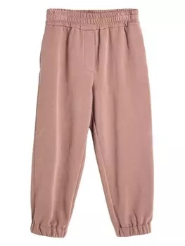 Brunello Cucinelli Kids зауженные хлопковые спортивные брюки, розовый