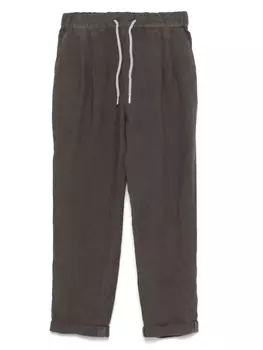 Brunello Cucinelli Kids зауженные льняные брюки, коричневый