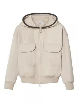 Brunello Cucinelli Kids zip-up hooded sweatshirt, нейтральный цвет