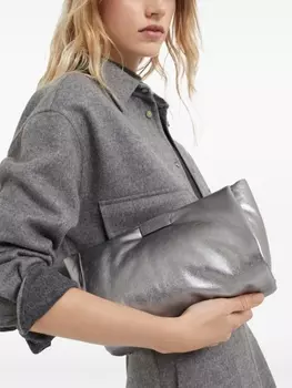 Brunello Cucinelli клатч Lam, серебристый
