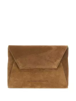 Brunello Cucinelli клатч с декором Monili, коричневый