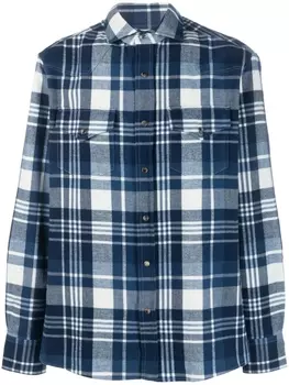 Brunello Cucinelli клетчатая рубашка с длинными рукавами, синий