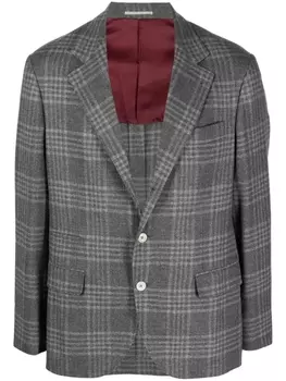 Brunello Cucinelli клетчатый пиджак из смесовой шерсти, серый
