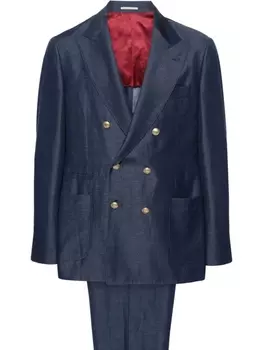 Brunello Cucinelli костюм с двубортным пиджаком, синий
