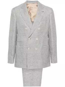 Brunello Cucinelli костюм в ломаную клетку с двубортным пиджаком, белый