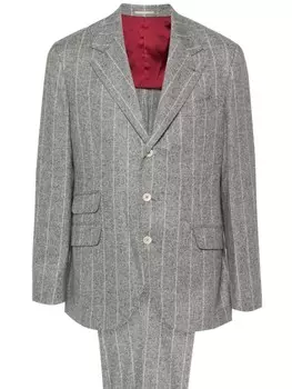 Brunello Cucinelli костюм в мелкую точку с однобортным пиджаком, серый