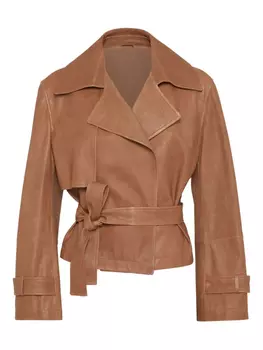 Brunello Cucinelli кожаная куртка на молнии, коричневый