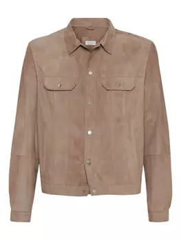 Brunello Cucinelli кожаная куртка на молнии, коричневый