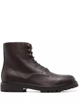 Brunello Cucinelli кожаные ботильоны с круглым носком, коричневый