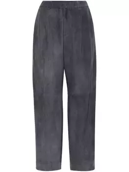 Brunello Cucinelli кожаные брюки прямого кроя, серый