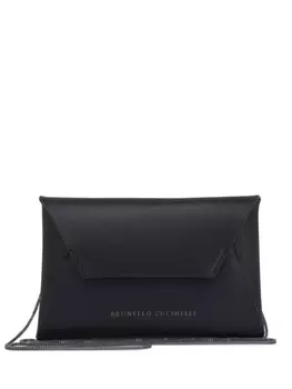 Brunello Cucinelli кожаный конверт-клатч с логотипом, черный