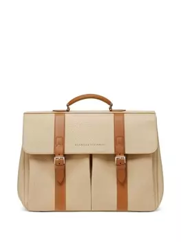 Brunello Cucinelli кожаный портфель, нейтральный цвет