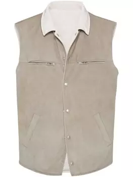 Brunello Cucinelli кожаный жилет, нейтральный