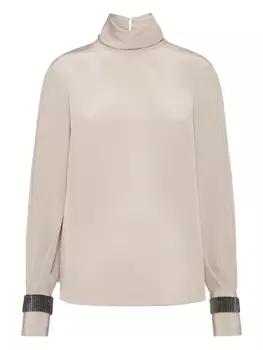 Brunello Cucinelli крепдешиновая блузка, нейтральный
