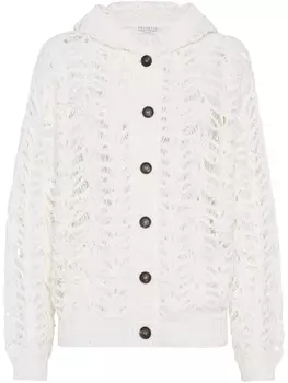 Brunello Cucinelli кружевной кардиган Foliage, белый