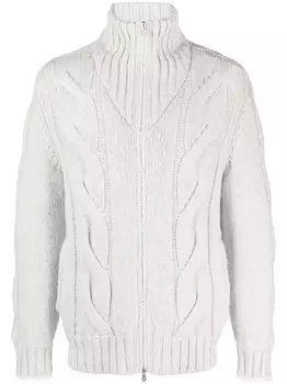 Brunello Cucinelli куртка фактурной вязки, серый