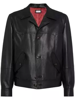Brunello Cucinelli куртка из зернистой кожи, черный