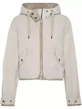 Brunello Cucinelli куртка на молнии с капюшоном, нейтральный цвет