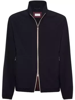 Brunello Cucinelli куртка на молнии с высоким воротником, синий