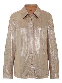 Brunello Cucinelli куртка-рубашка из ткани ламе, золотой
