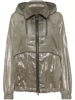 Brunello Cucinelli куртка с эффектом металлик, коричневый