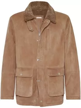 Brunello Cucinelli куртка с меховым воротником, коричневый