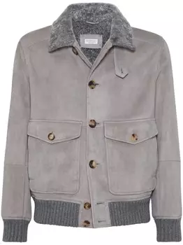 Brunello Cucinelli куртка с меховым воротником, серый