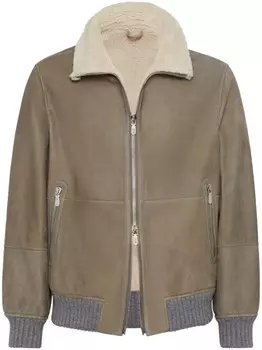 Brunello Cucinelli куртка с меховым воротником, зеленый