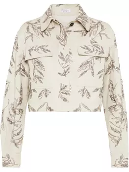 Brunello Cucinelli куртка с вышивкой Herbarium, нейтральный