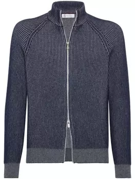 Brunello Cucinelli куртка в рубчик на молнии, синий