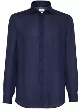 Brunello Cucinelli льняная рубашка, синий