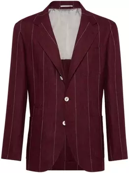 Brunello Cucinelli льняной пиджак в полоску, красный