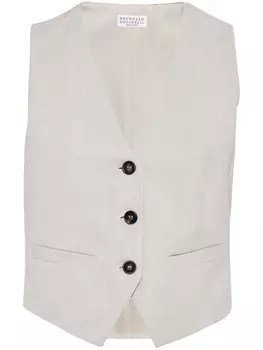 Brunello Cucinelli льняной жилет, серый