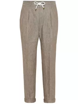 Brunello Cucinelli льняные брюки, коричневый