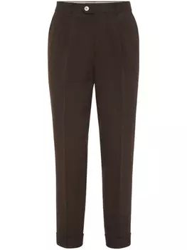Brunello Cucinelli льняные брюки, коричневый