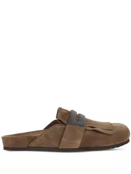Brunello Cucinelli лоферы с декором Monili, коричневый
