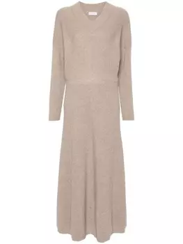 Brunello Cucinelli макси-платье из трикотажного полотна, коричневый
