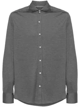 Brunello Cucinelli меланжевая рубашка из джерси, серый
