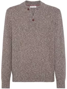 Brunello Cucinelli меланжевый джемпер, коричневый