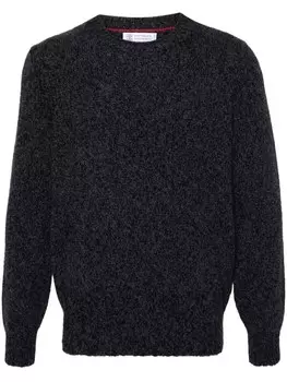 Brunello Cucinelli меланжевый джемпер с круглым вырезом, синий