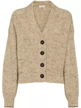Brunello Cucinelli меланжевый кардиган из смесовой шерсти, нейтральный цвет