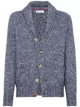 Brunello Cucinelli меланжевый кардиган на пуговицах, синий